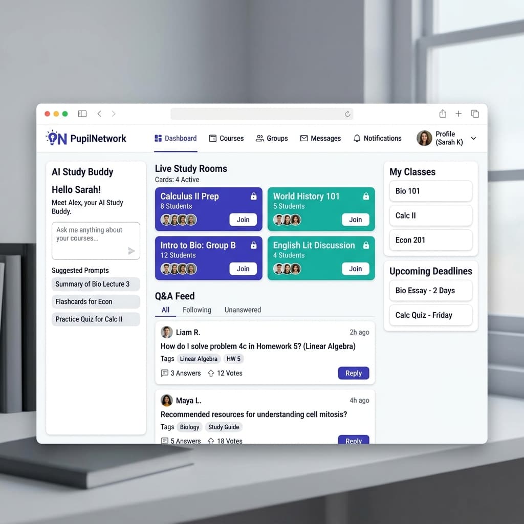 PupilNetwork Dashboard Mockup